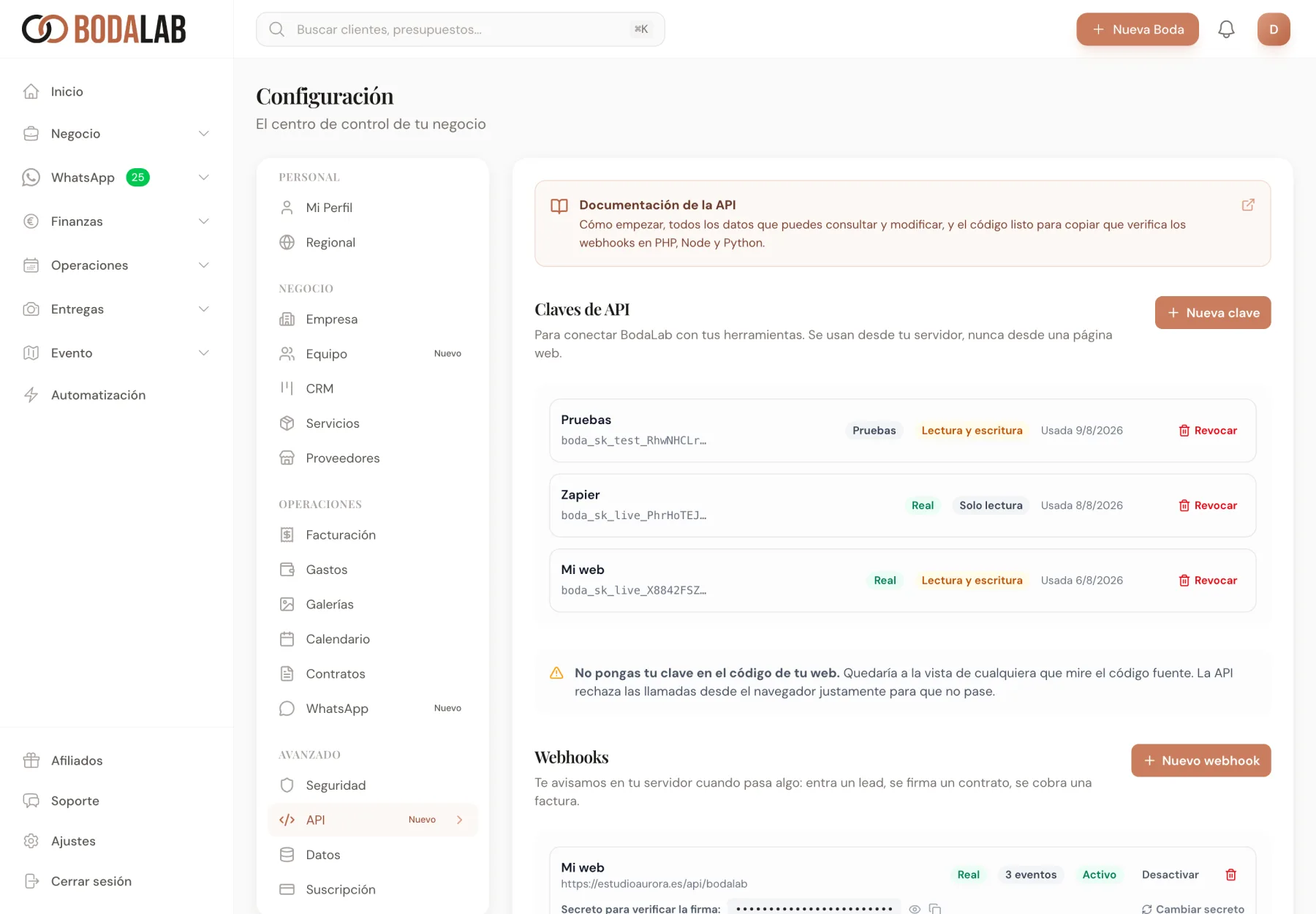 API y Webhooks
