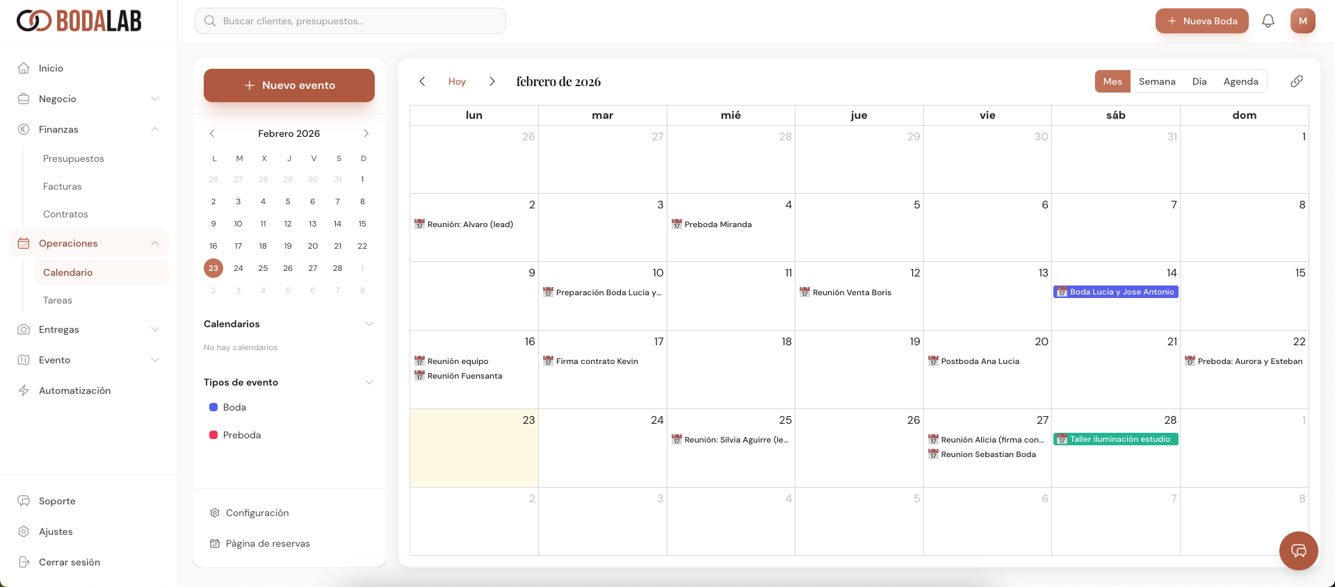 Calendario y Reservas