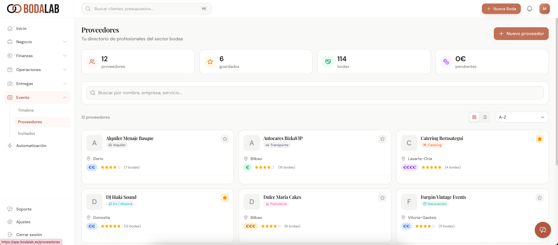 Gestión de Proveedores