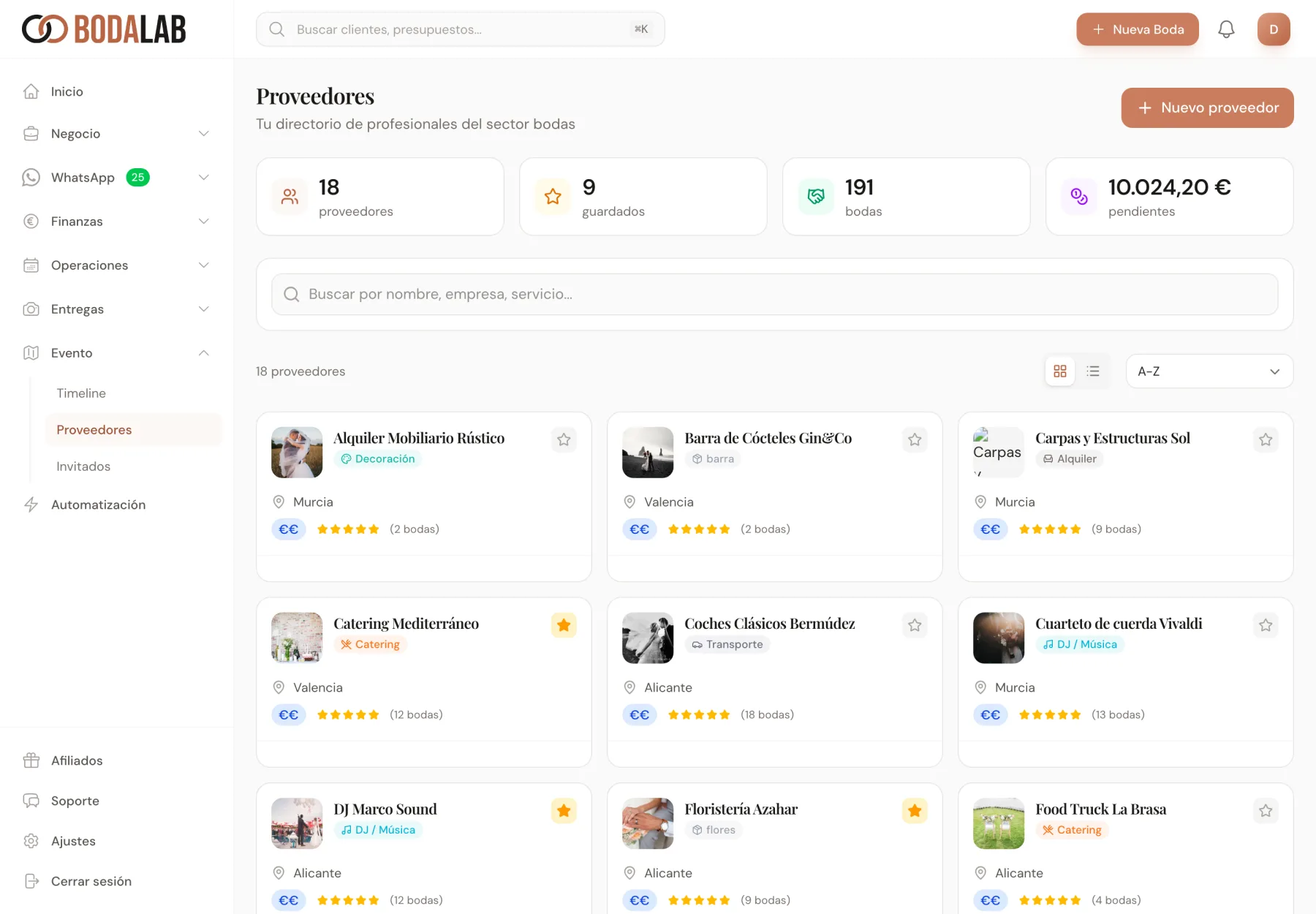 Gestión de Proveedores
